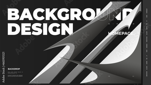 Abstract web page, homepage, landing page concept. Strict and discreet background. Type and polyhedral simple 3D shapes.