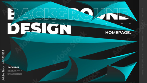 Abstract web page, homepage, landing page concept. Strict and discreet background. Type and polyhedral simple 3D shapes.