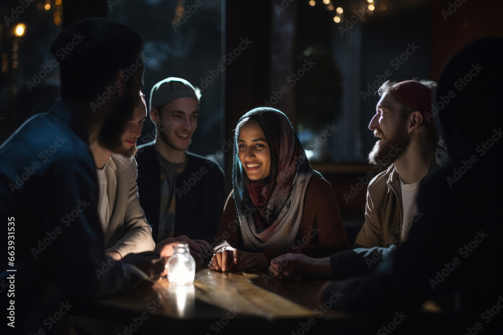 A diverse group of individuals engaged in interfaith dialogue, emphasizing the importance of religious tolerance and coexistence. Generative Ai A diverse group of individuals engaged in interfaith dialogue, emphasizing the importance of religious tolerance and coexistence. Generative Ai