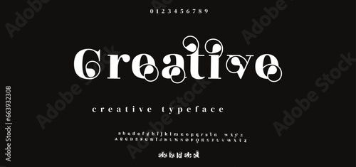 Abstract Fashion font alphabet. Minimal modern urban fonts for logo, brand etc. Typography typeface uppercase lowercase and number. vector illustration