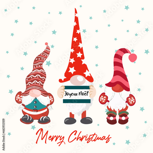 Cute vector Christmas gnomes card