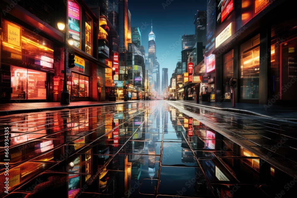 Neon Cityscape: Abstract Wallpaper Showcasing Urban Neon Reflections.