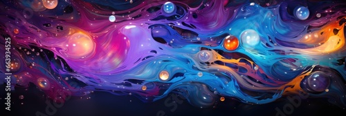 Galactic Ballet: Abstract Wallpaper Depicting a Cosmic Oil and Water Dance.