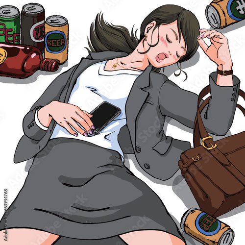 酔っちゃった・スーツ姿の若い女性
