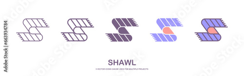Set of shawl outline vector icon. outline shawl icon, flat vector simple element illustration isolated on white background.