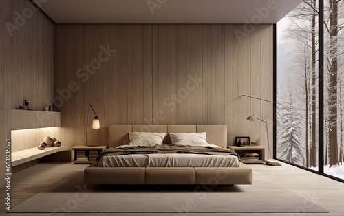 3d render of minimalistic interior bedroom © Riccardo