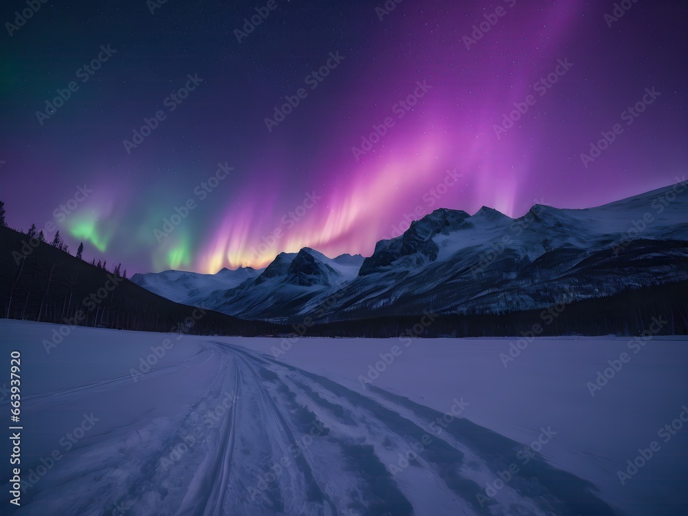 aurora borealis over the mountains aurora borealis over the mountains