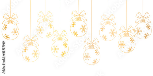 hanging Christmas balls. line art style vector christmas elements