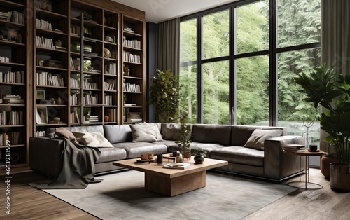 3d render of light fresh modern interior living room