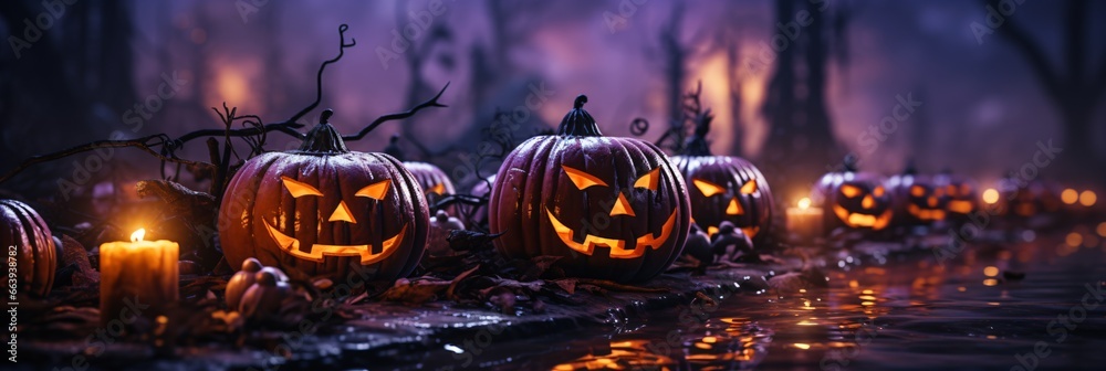 crazy halloween banner illustration - obrazy, fototapety, plakaty 