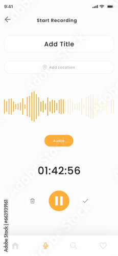 Voice, Sound and Audio Recorder Mobile App and Orange UI Kit Template