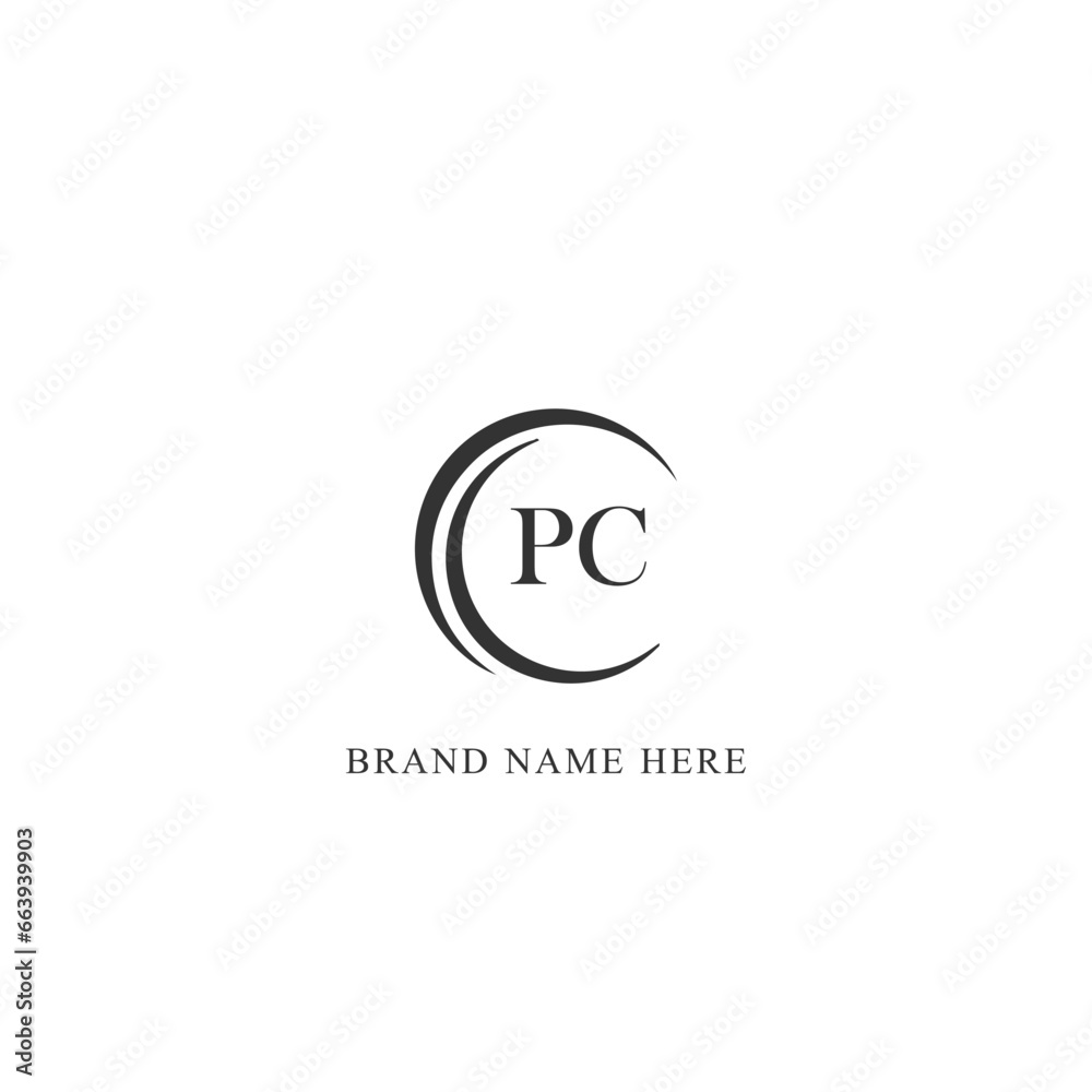 PC logo. P C design. White PC letter. PC, P C letter logo design. Initial letter PC linked circle uppercase monogram logo. P C letter logo vector design. 