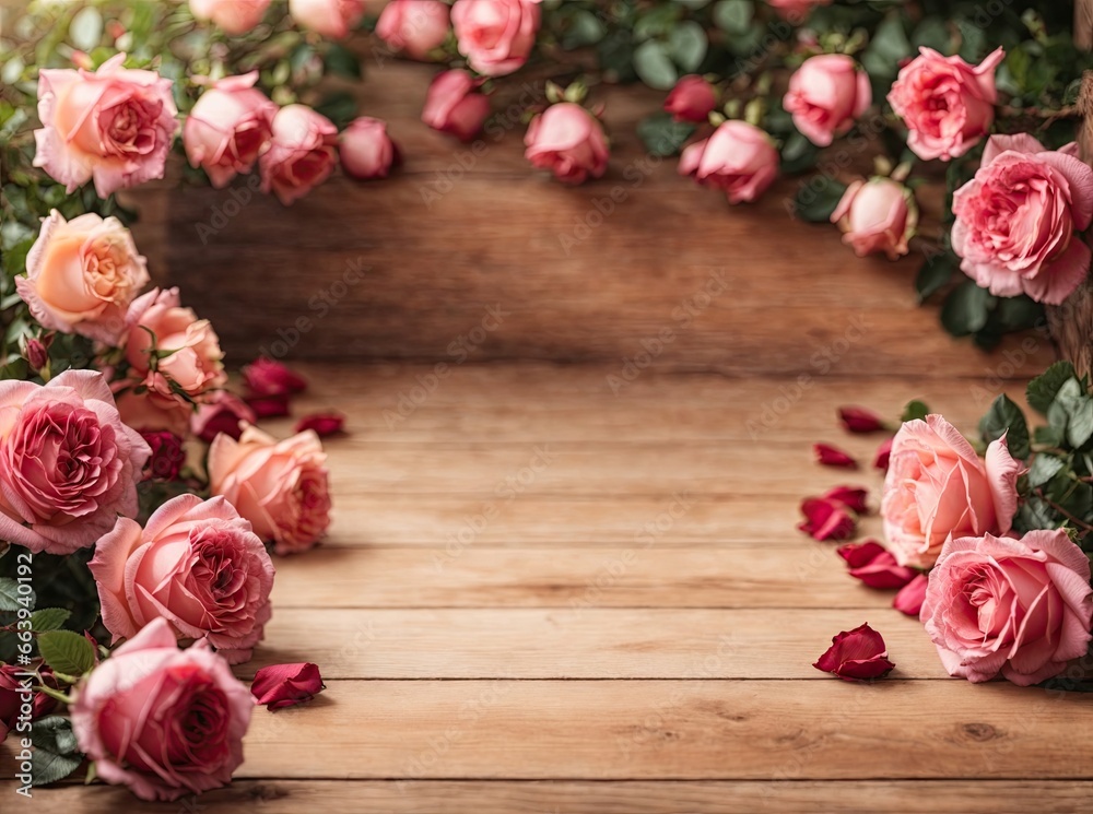 roses on wooden background roses on wooden background