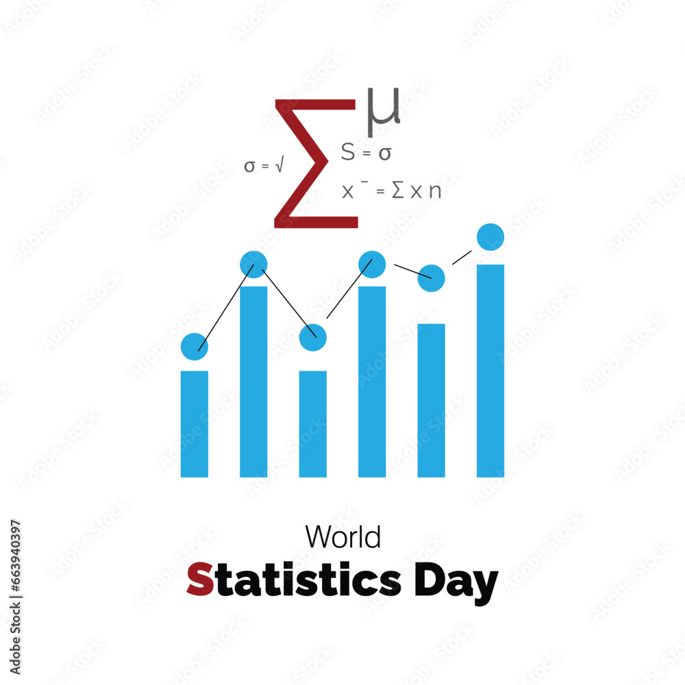 World Statistics Day Vector, illustration. Graph and statistics formulas concept.