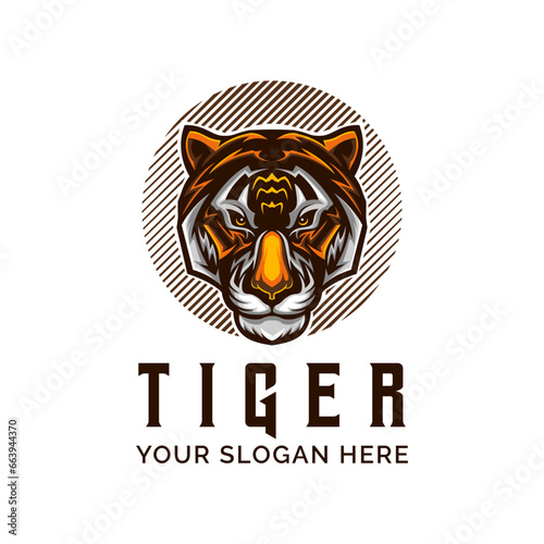 Fototapeta Naklejka Na Ścianę i Meble -  Tiger Logo Head Vector Illustration Template