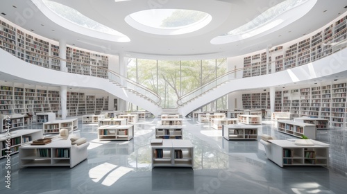 Chinese high school library with amazing space and light where learning is easy. Generative AI Technology 