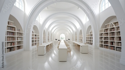 Chinese high school library with amazing space and light where learning is easy. Generative AI Technology 