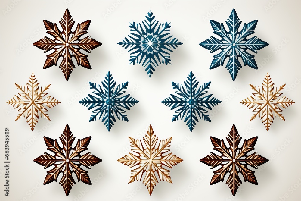 set of snowflakes set of snowflakes