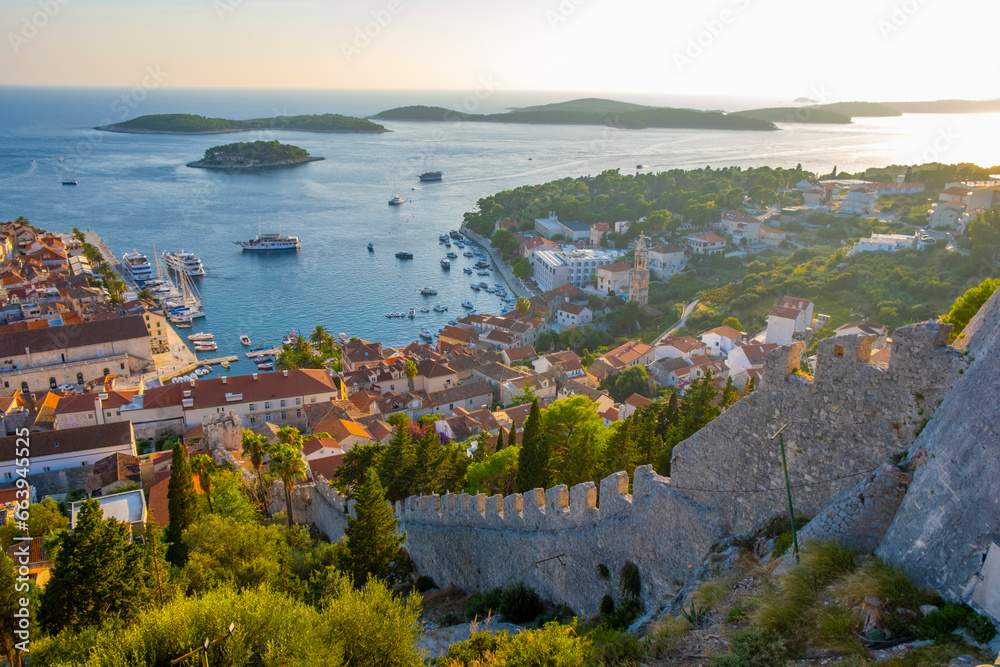 Beautiful view of harbor in Hvar town, Croatia