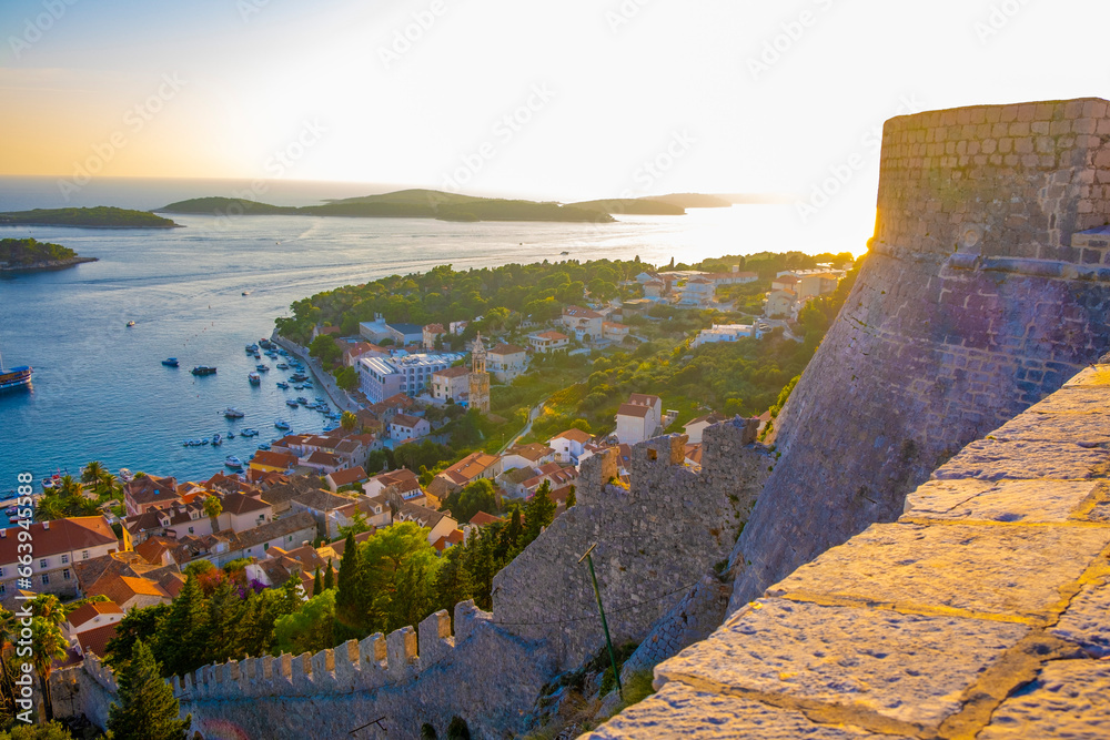 Beautiful view of harbor in Hvar town, Croatia
