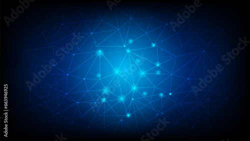 Abstract futuristic - Molecules technology with polygonal shapes on dark blue background. Illustration Vector design digital technology concept. internet network connection design for website.