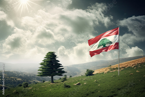 Lebanese Flag in Countryside