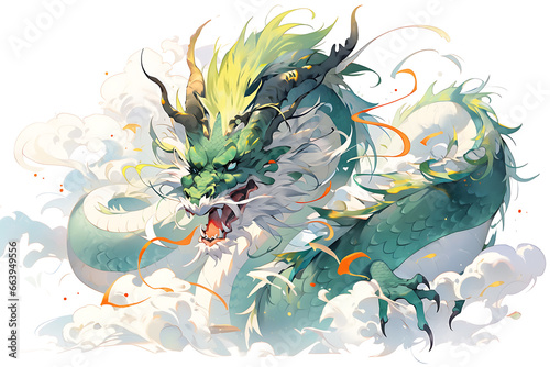 Happy Chinese New Year 2024.Green wooden dragon