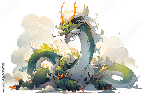 Happy Chinese New Year 2024.Green wooden dragon