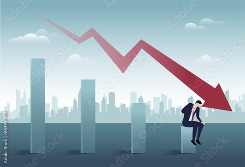 Businessman is distressing for economic decline.