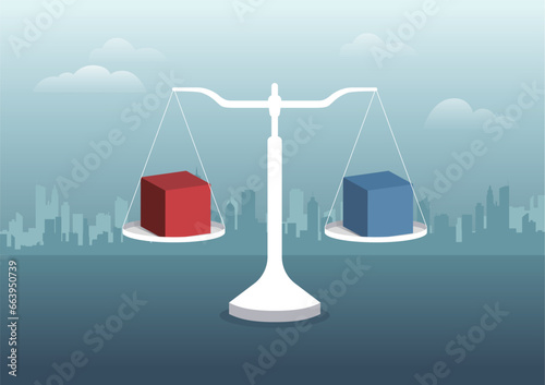 Equality, keep balance. Law scale icon Vector illustration