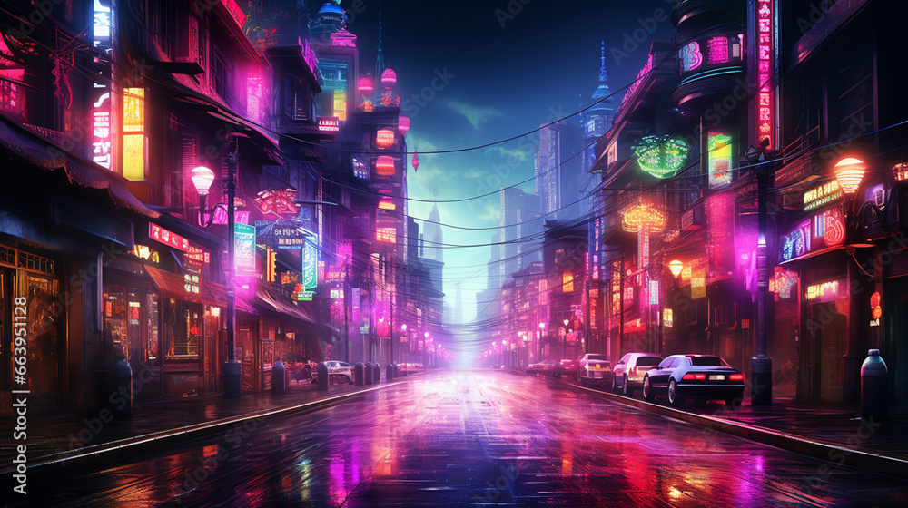 Neon background. Cyberpunk electronic night background concept