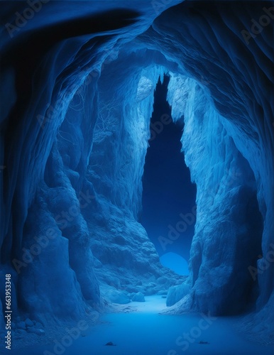 cave entrance in blue illustration
