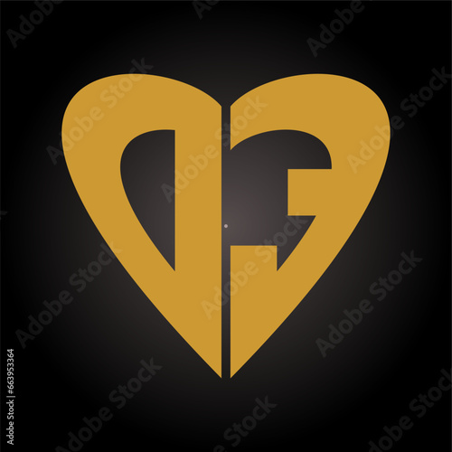 Vector illustration of heart shape for initial letter DE and graphic name, D and E Monogram, for symbolic wedding couple, corporate and business icon, with two tone color variations.