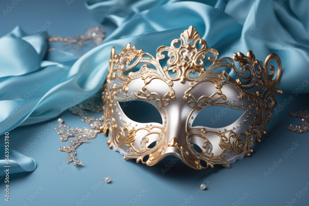 Mardi gras mask on blue background. AI Generated Mardi gras mask on blue background. AI Generated
