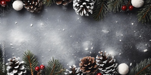 background pine cones snow zoomed out entire floats air black tunnel winter floating particles white noise snowflakes falling loosely cropped chalk center candy decorations young chalkboard