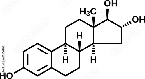 Estriol vector illustration, E3 structural formula