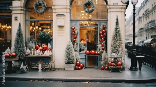 Christmas decorations on city street