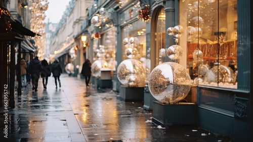 Christmas decorations on city street