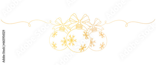 christmas ball golden line art style. vector christmas elements