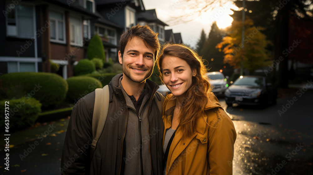Couple celebrating home purchase, bright beginning. Couple celebrating home purchase, bright beginning.
