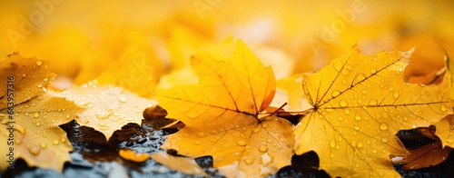 yellow autumn leaves leaf on the grass background