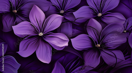 Purple, Flower Pattern Background. Generative AI © s1llu