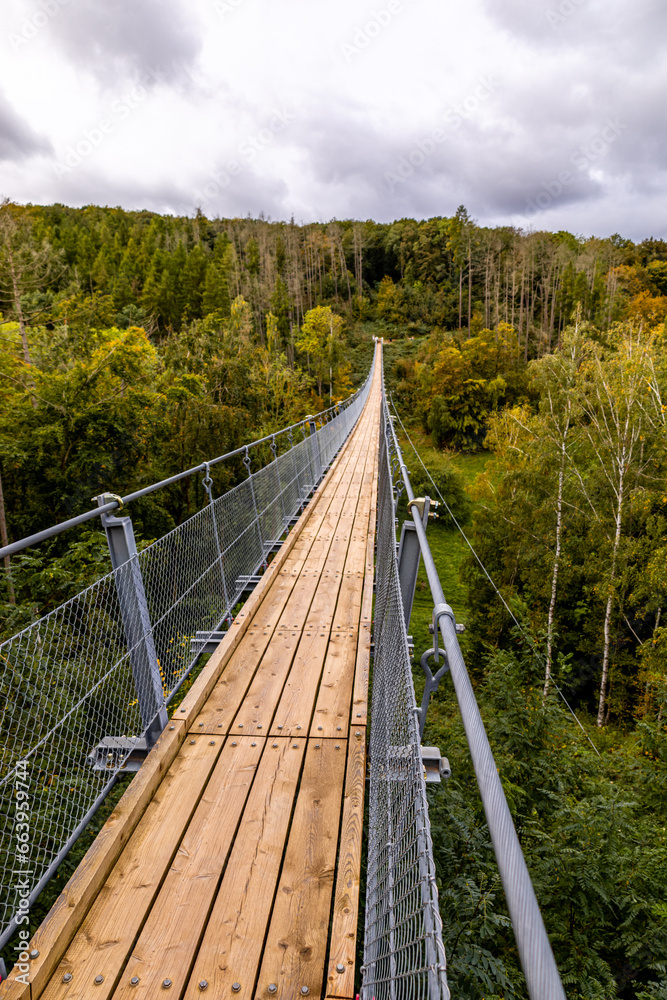 Obraz premium Herbstliche Wanderung durch den Naturpark der Hohen Schrecke im Kyffhäuser - Thüringen - Deutschland