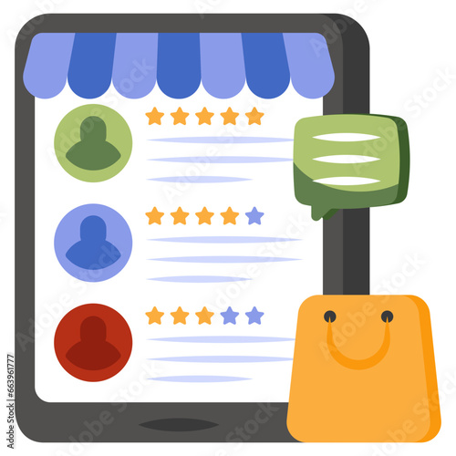 Modem design icon of mobile shopping ratings 