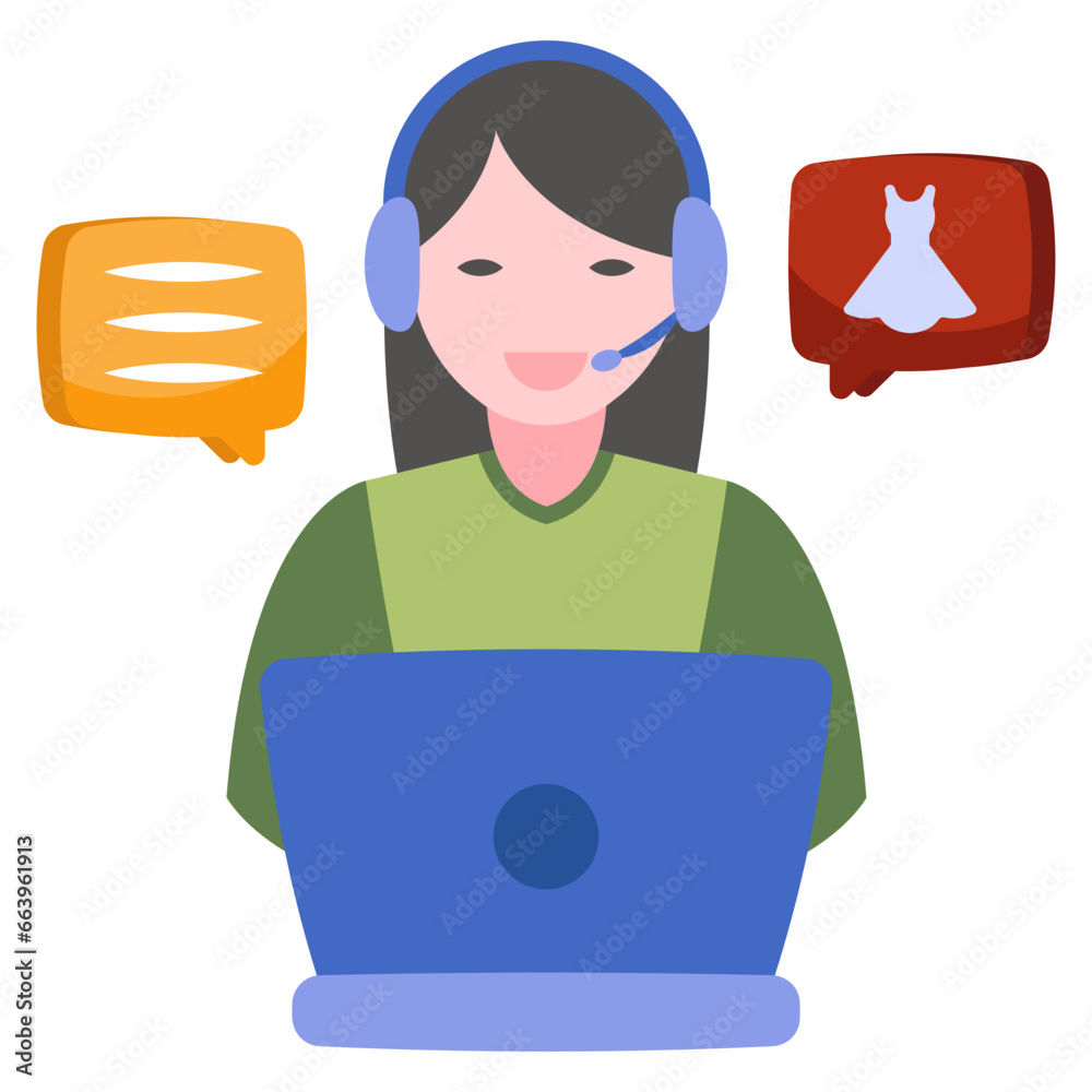 Online helpline icon in flat design Online helpline icon in flat design