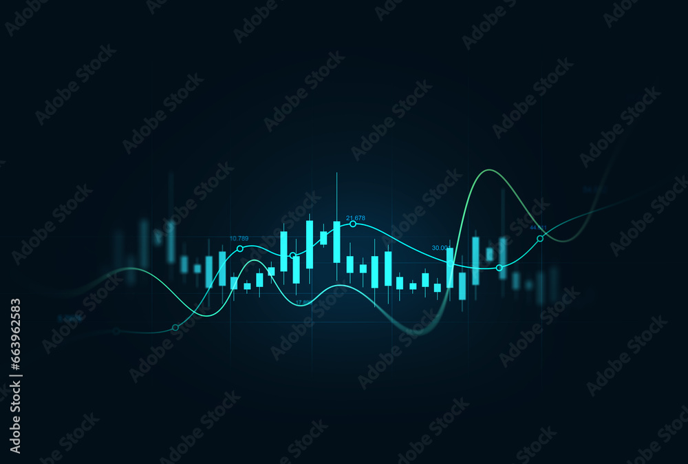 Naklejka premium Profit economy trade,virtual chart technology or marketing strategy graph.Investment finance chart,stock market business and exchange financial growth graph.