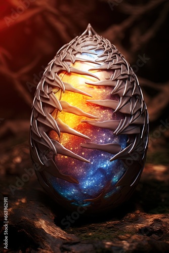 Dragon egg with scales. Fantasy design. Ai generative