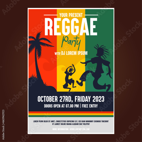 Reggae music festival poster flyer template