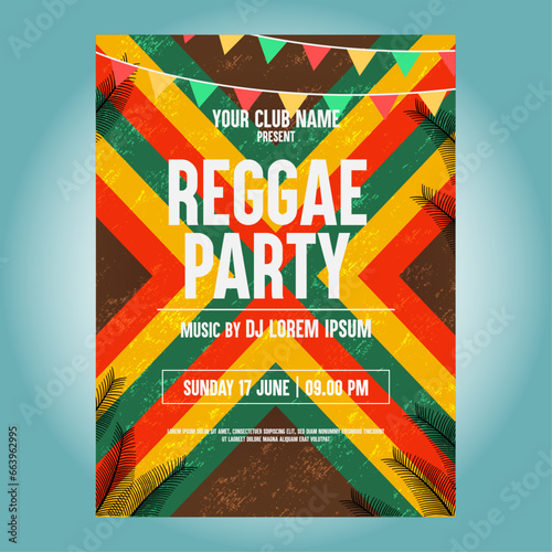 Reggae music festival poster flyer template