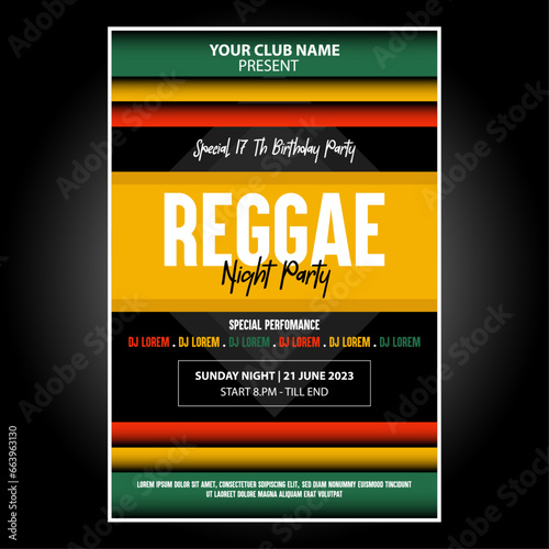 Reggae music festival poster flyer template